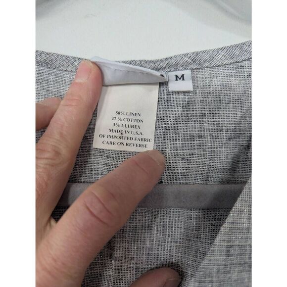 Hot Cotton Linen Blend Shirt women's size medium silver tunic lagenlook - Picture 4 of 7